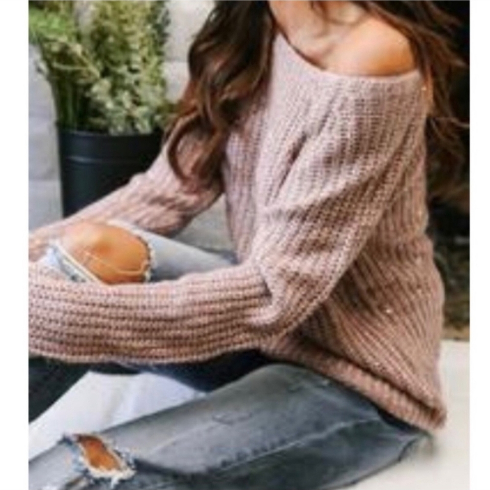 Vici Pink Metallic Sequin Cable Knit Sweater size Medium NWT